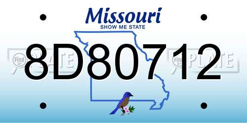 8D80712 Missouri License Plate