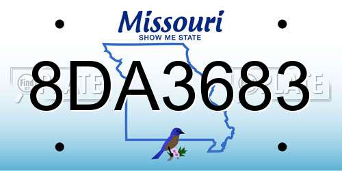 8DA3683 Missouri License Plate