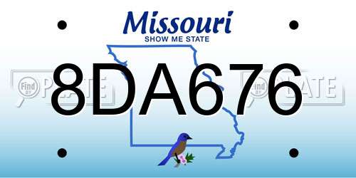 8DA676 Missouri License Plate