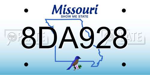 8DA928 Missouri License Plate