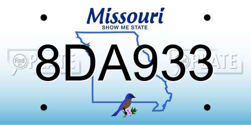8DA933 Missouri License Plate