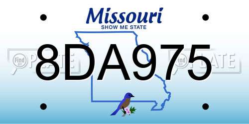 8DA975 Missouri License Plate