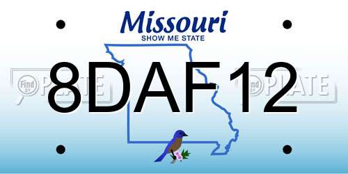 8DAF12 Missouri License Plate