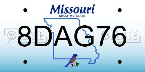 8DAG76 Missouri License Plate