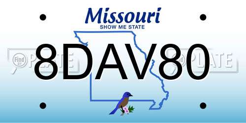 8DAV80 Missouri License Plate