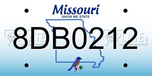 8DB0212 Missouri License Plate