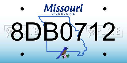 8DB0712 Missouri License Plate