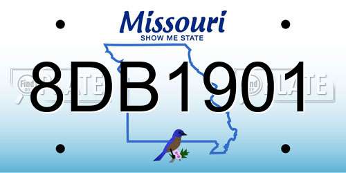 8DB1901 Missouri License Plate
