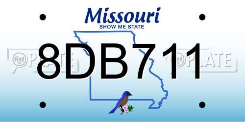 8DB711 Missouri License Plate