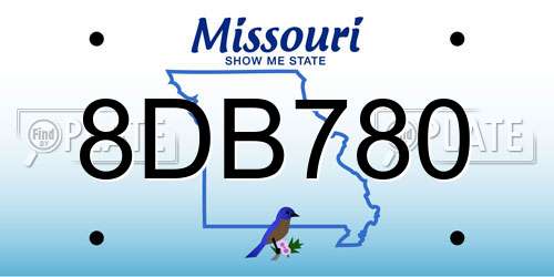 8DB780 Missouri License Plate