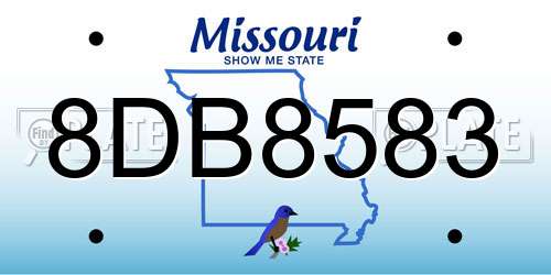 8DB8583 Missouri License Plate