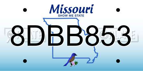 8DBB853 Missouri License Plate