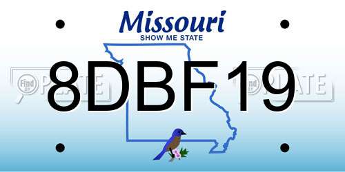 8DBF19 Missouri License Plate