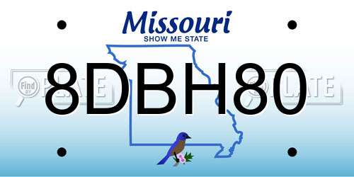 8DBH80 Missouri License Plate