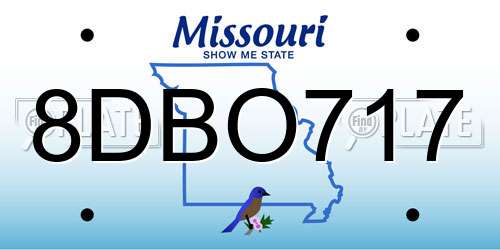 8DBO717 Missouri License Plate