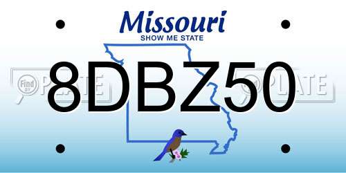 8DBZ50 Missouri License Plate