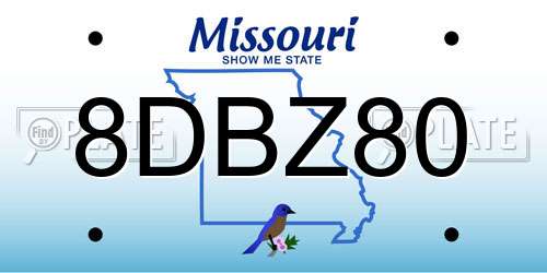 8DBZ80 Missouri License Plate