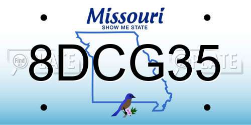 8DCG35 Missouri License Plate