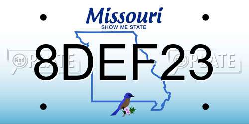 8DEF23 Missouri License Plate