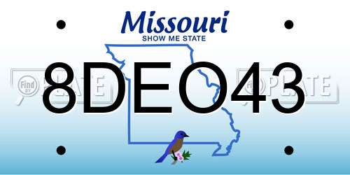 8DEO43 Missouri License Plate