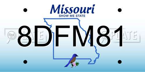 8DFM81 Missouri License Plate