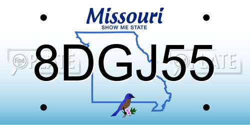 8DGJ55 Missouri License Plate