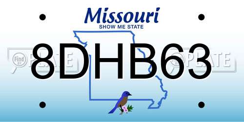 8DHB63 Missouri License Plate