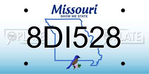 8DI528 Missouri License Plate