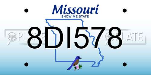 8DI578 Missouri License Plate