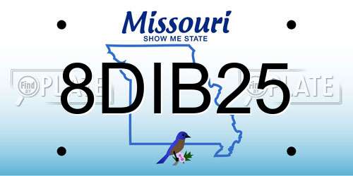 8DIB25 Missouri License Plate