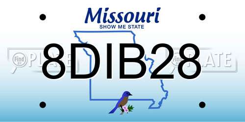 8DIB28 Missouri License Plate