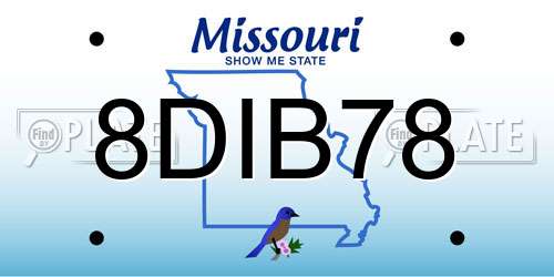 8DIB78 Missouri License Plate
