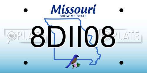 8DII08 Missouri License Plate