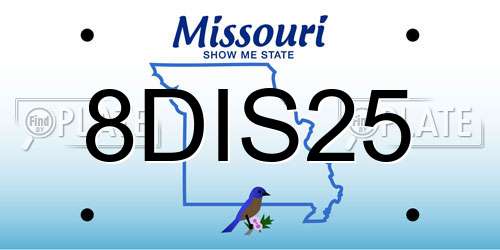 8DIS25 Missouri License Plate