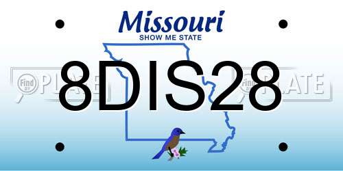 8DIS28 Missouri License Plate
