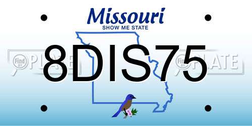 8DIS75 Missouri License Plate
