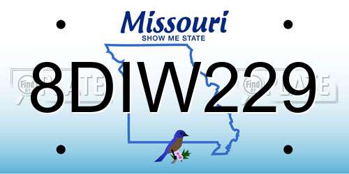 8DIW229 Missouri License Plate
