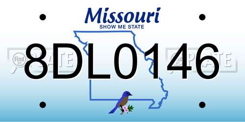 8DL0146 Missouri License Plate