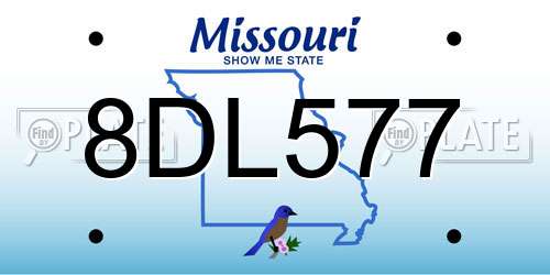 8DL577 Missouri License Plate