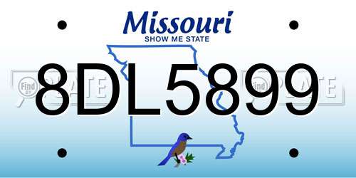 8DL5899 Missouri License Plate