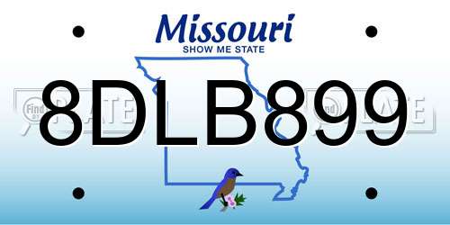 8DLB899 Missouri License Plate