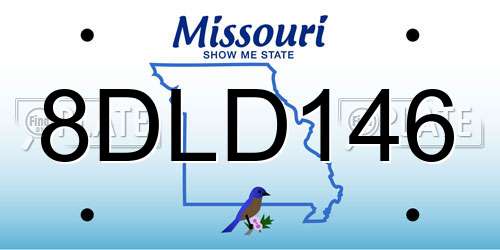 8DLD146 Missouri License Plate