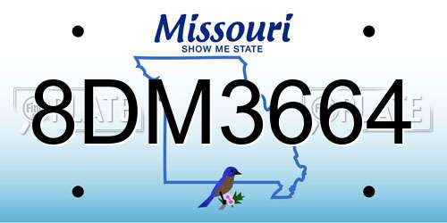 8DM3664 Missouri License Plate