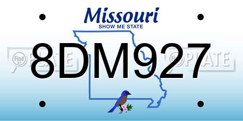 8DM927 Missouri License Plate