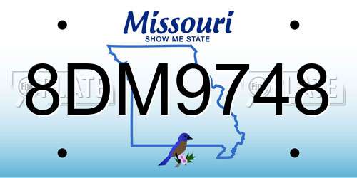 8DM9748 Missouri License Plate