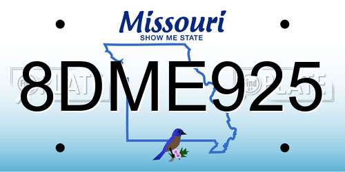 8DME925 Missouri License Plate