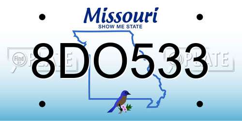 8DO533 Missouri License Plate