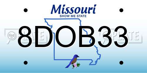 8DOB33 Missouri License Plate