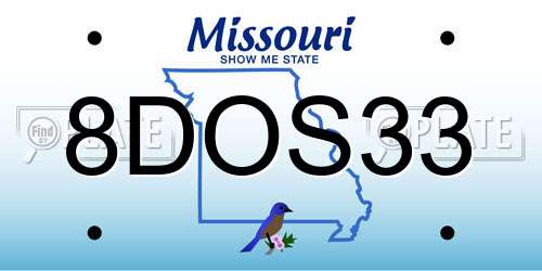8DOS33 Missouri License Plate