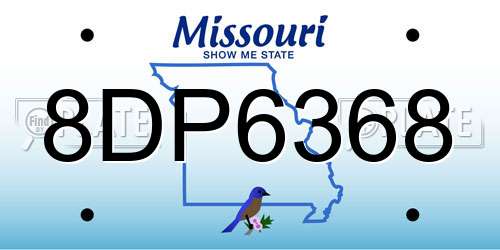 8DP6368 Missouri License Plate